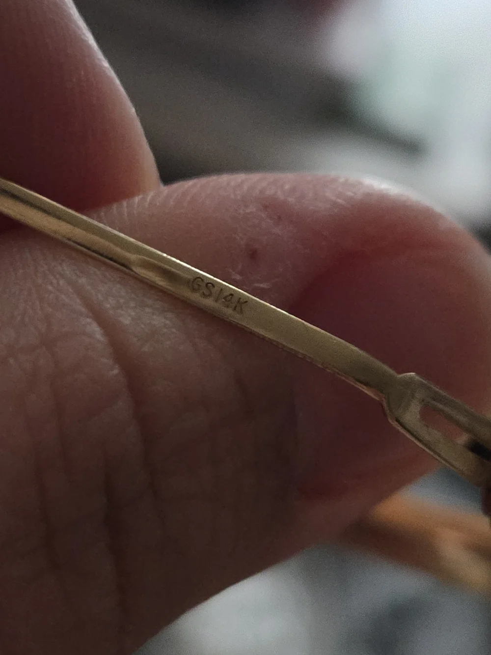 14K Gold Floral Bangle Bracelet: Stackable Real Gold Bangle - Picture 6 of 7